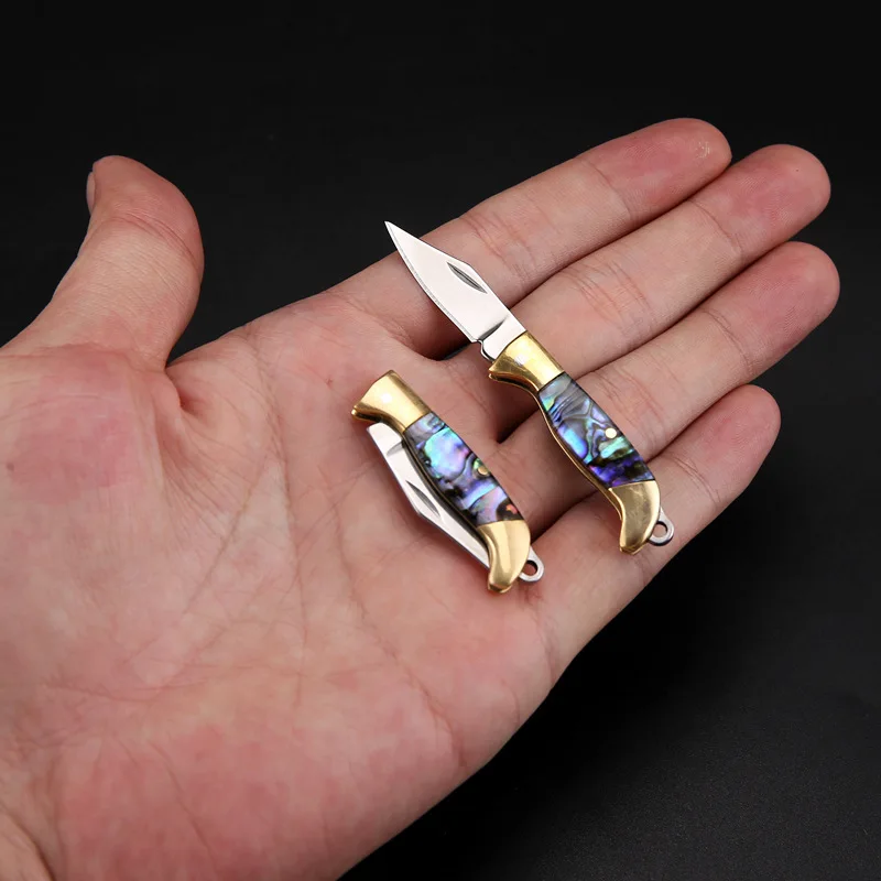 

Outdoor Camping Brass Mini Knife Pendant Portable Keychain Mini Folding Knife