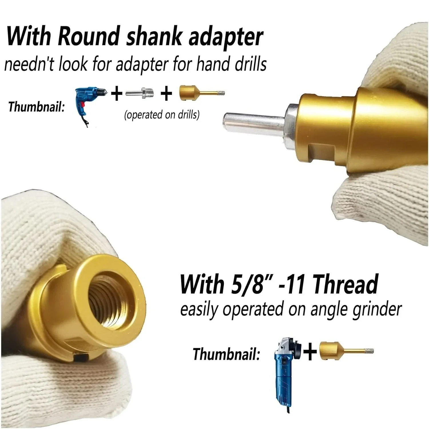 ZZH Dry/Wet Diamond Hole Saw Kit, Porcelain Tile Core Drill Bits Set Cutter for Ceramic Marble Brick Granite Stones Angle Gri