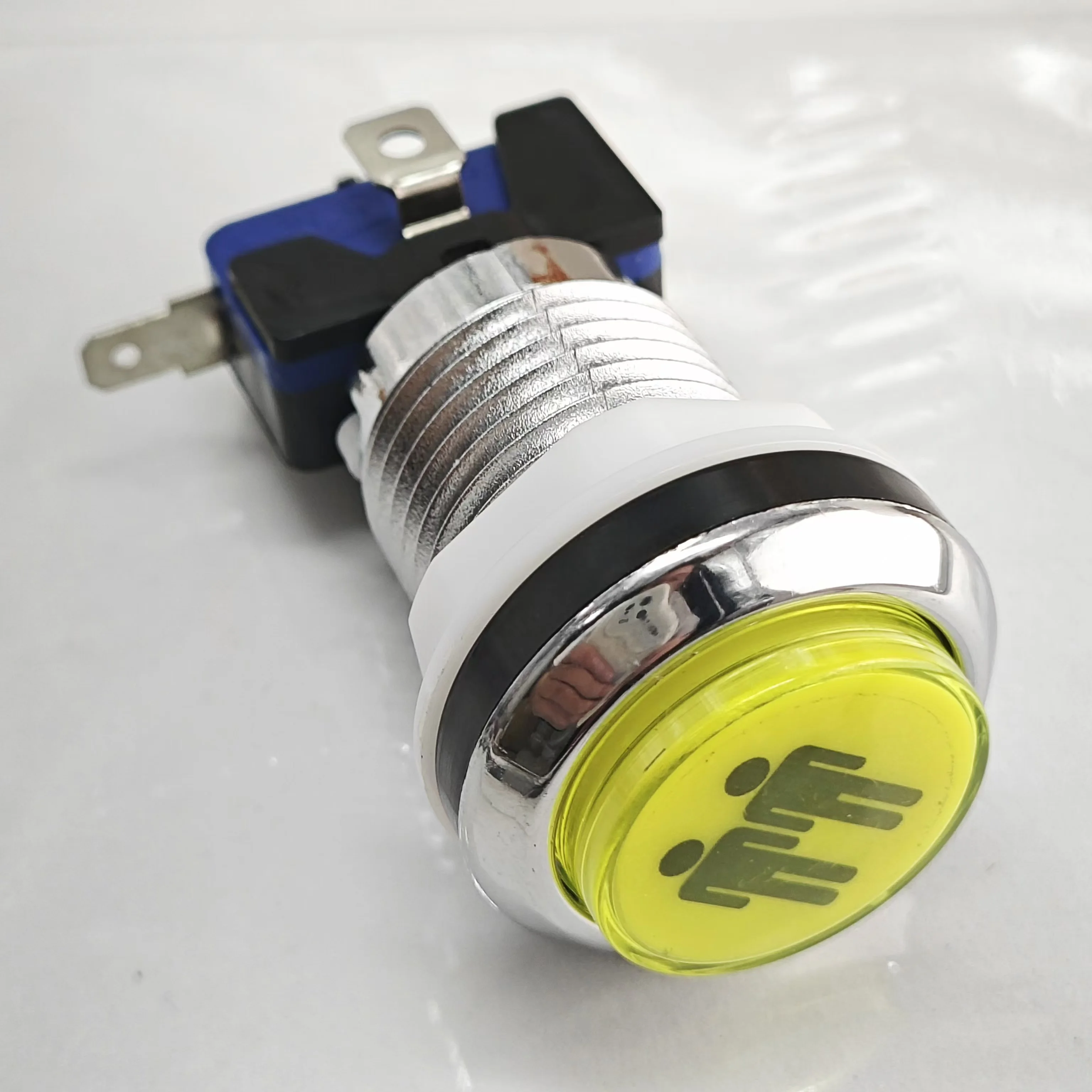 Arcade LED Push Button 12V with 2p silver plated button