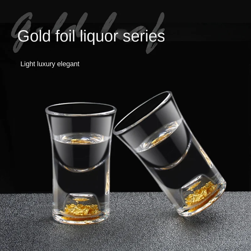 7pcs set household transparent gold foil white wine glass dispenser high-grade Chinese wine set Phnom Penh bullet cup