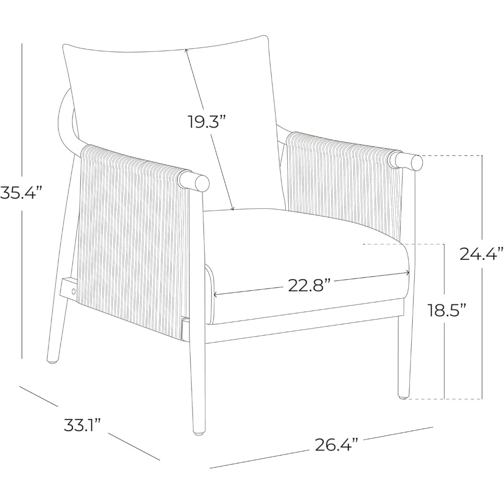 Braid Armchair, Modern Accent Chair for Living Room, Cream Seat Cushion Is Padded with High-density Dense Foam