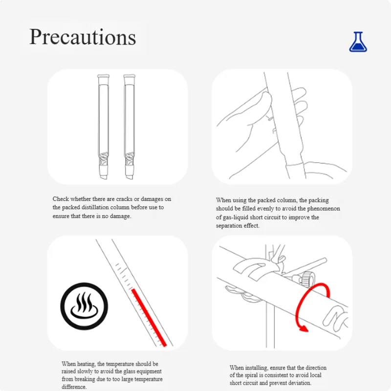 Picture 5: Glass spiral snake-shaped packed fractionating column Thorn-shaped distillation column 200mm300mm400mm500mm24*2