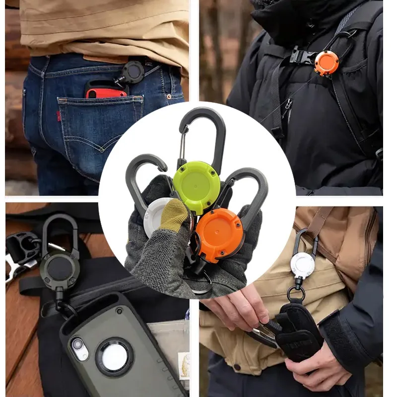 Backpack wire rope lure retractable buckle outdoor fishing accessories anti loss hand rope backpack key hanging buckle
