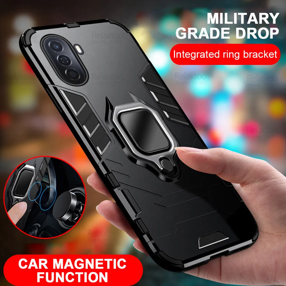 Car Magnetic Holder Stand Armor Case For Huawei Nova Y70 Plus Hard Protection Back Cover Hauwei Y70+ Y 70 Y70Plus NovaY70 Coque