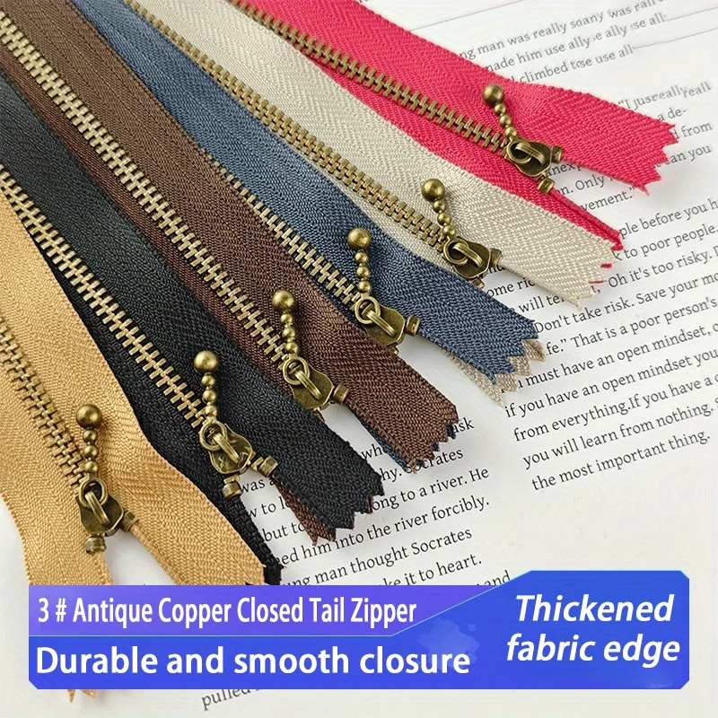 3/6/12/18 piezas # 3 cremalleras cortas de metal de latón antiguo: extremo cerrado de color aleatorio para bolsos, manualidades y proyectos de costura DIY