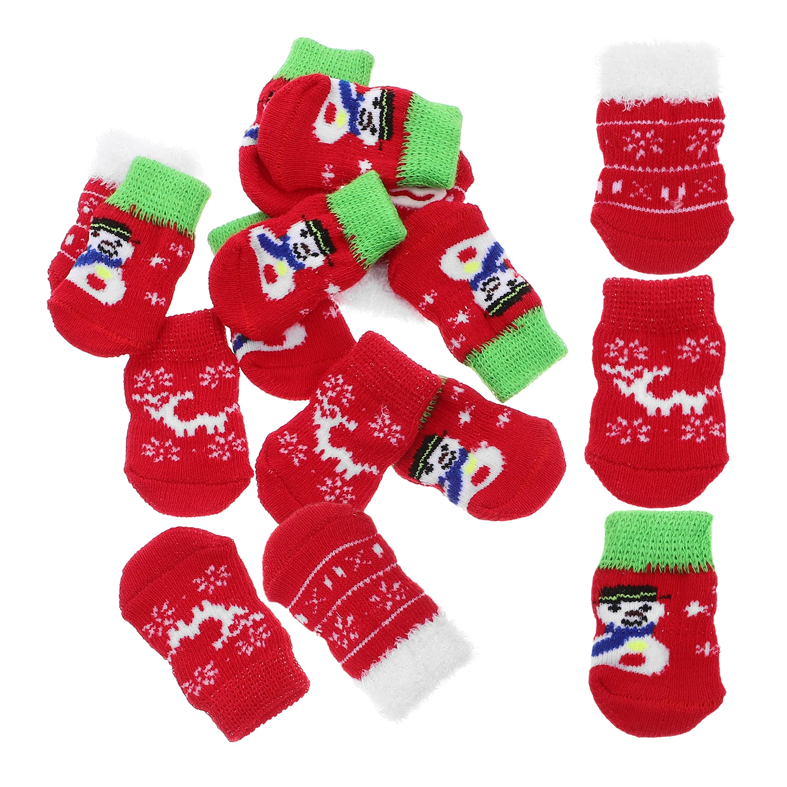 

4Sets Pet Christmas Socks Cotton Non Slip Cartoon Design Keep Paws Against Snow Ice Dog Cat Puppy Socks