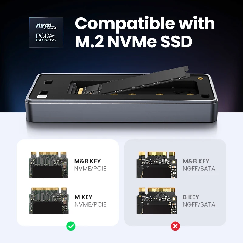 UGREEN-Boîtier SSD NVMe 20Gbps, refroidissement intégré, boîtier SSD en aluminium, adaptateur M.2 vers USB 3.2 Gen2x2 SSD pour M.2 NVcloser PCIE
