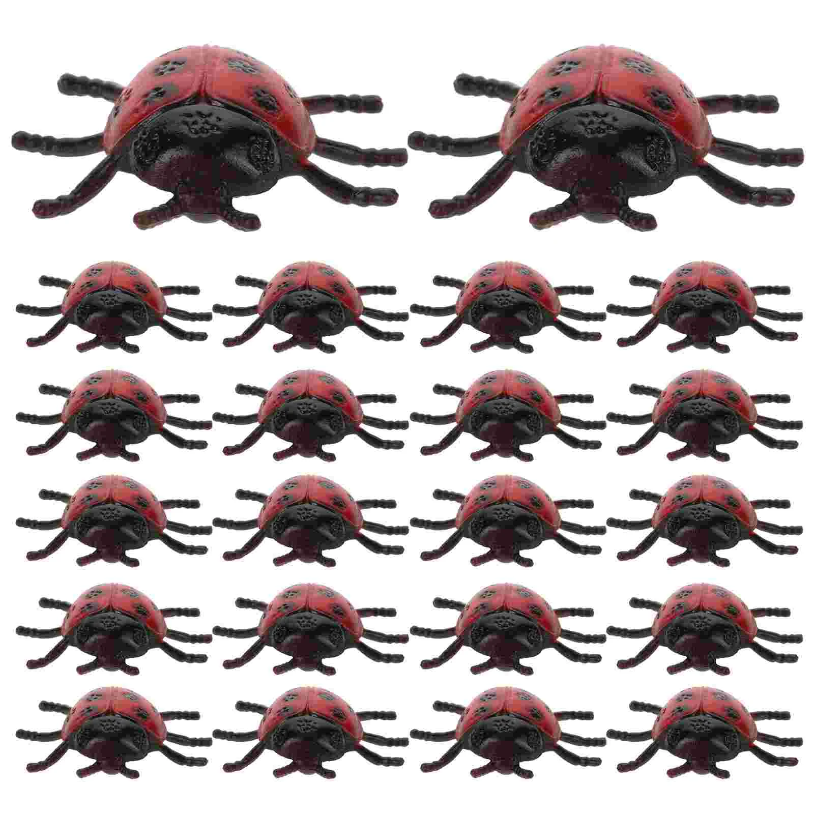 30 Pcs Pvc Simulation Ladybug Bulk Toys Prank Props Plastic Ladybugs Photo Playthings Halloween Supplies Model Toddler