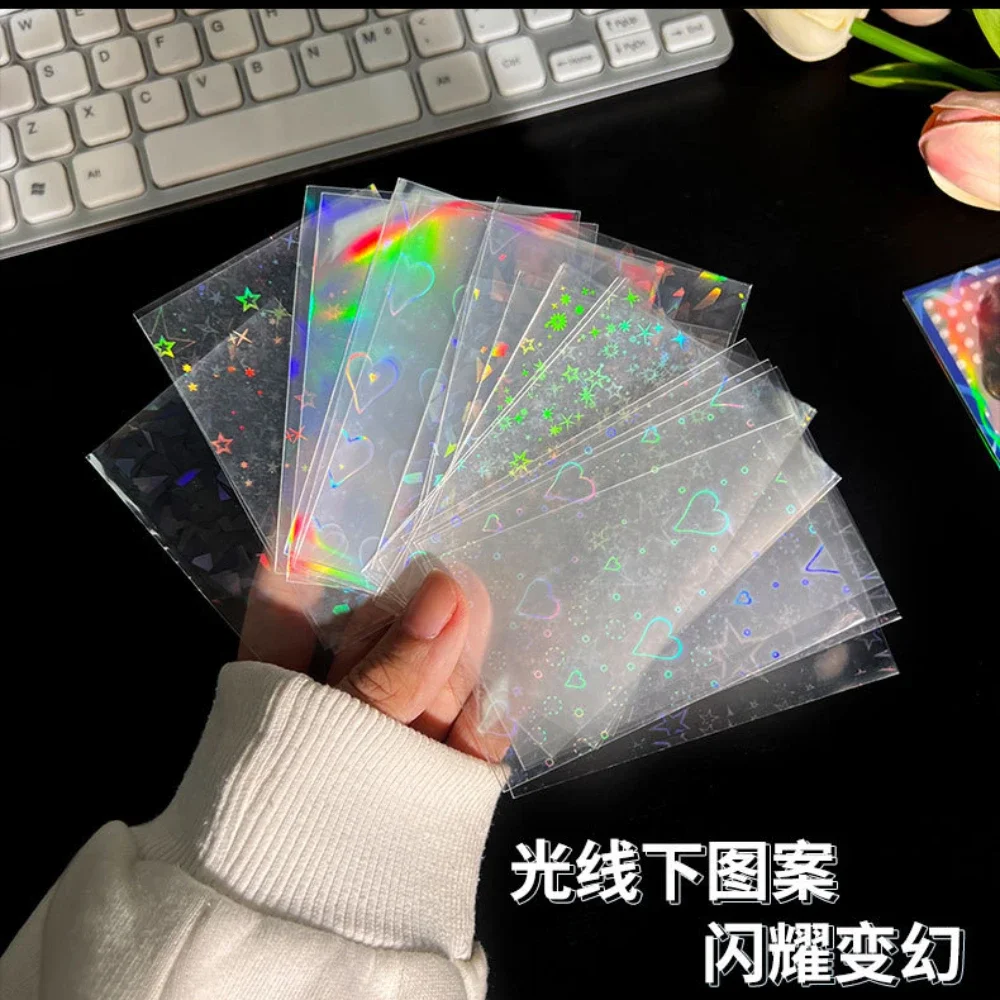 50Pcs Set Card Bags Laser Color Cards Sleeves Protector id Card Holder Foil Transparent Clear Kpop Photo Card Covers Cards Case