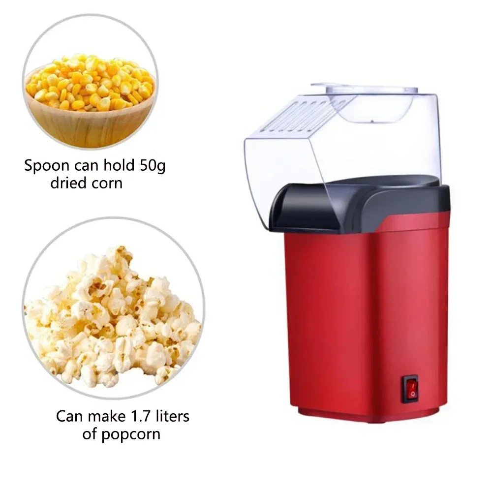 1200W Mini Popcorn Machine Plug-In Hot-Air Oil-Free Portable Popcorn Makers for Home Kitchen Party Travel