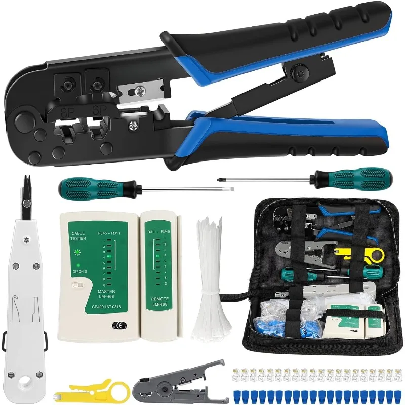 Network Cable Pliers, Crystal Head Crimp Pliers, Wide Cable Terminal Crimp Tools, RJ45 Wire Stripping Heavy-duty Crimp Pliers