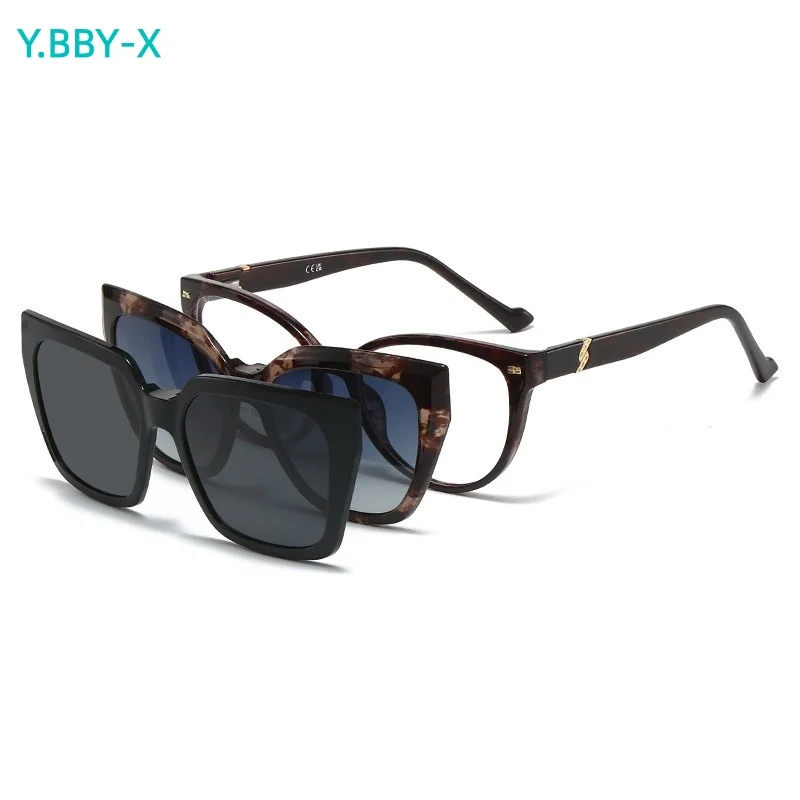 

Y.BBY-X Модные очки для чтения с магнитной застежкой, женские очки для коррекции близорукости в форме кошачьего глаза, 3 в 1, поляризованные солнцезащитные очки для вождения