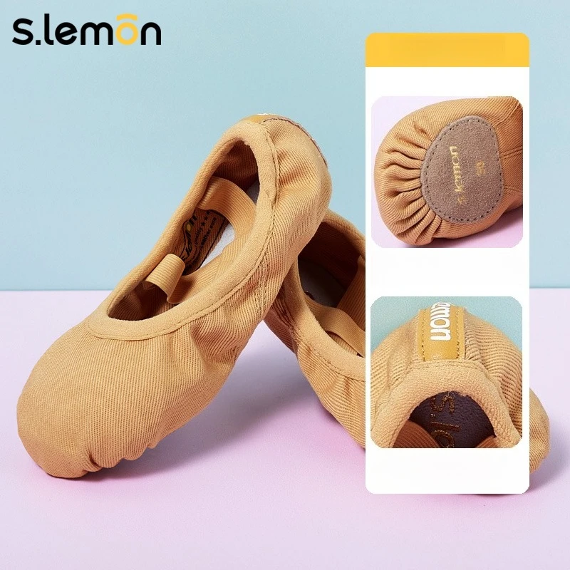Chaussures de Ballet S.lemon Cat Claw pour garçons, semelle souple, tige en daim de vache, couleur chameau, pour la pratique de la danse et l'entraînement corporel