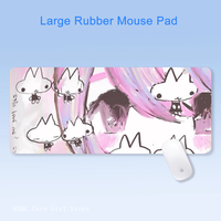 Japanese Moe Mine Art Mousepad - Pink Cute Anime Girl Rabbit Rubber Mat for Kawaii Room, Gaming Desks Large Anti-Slip Design