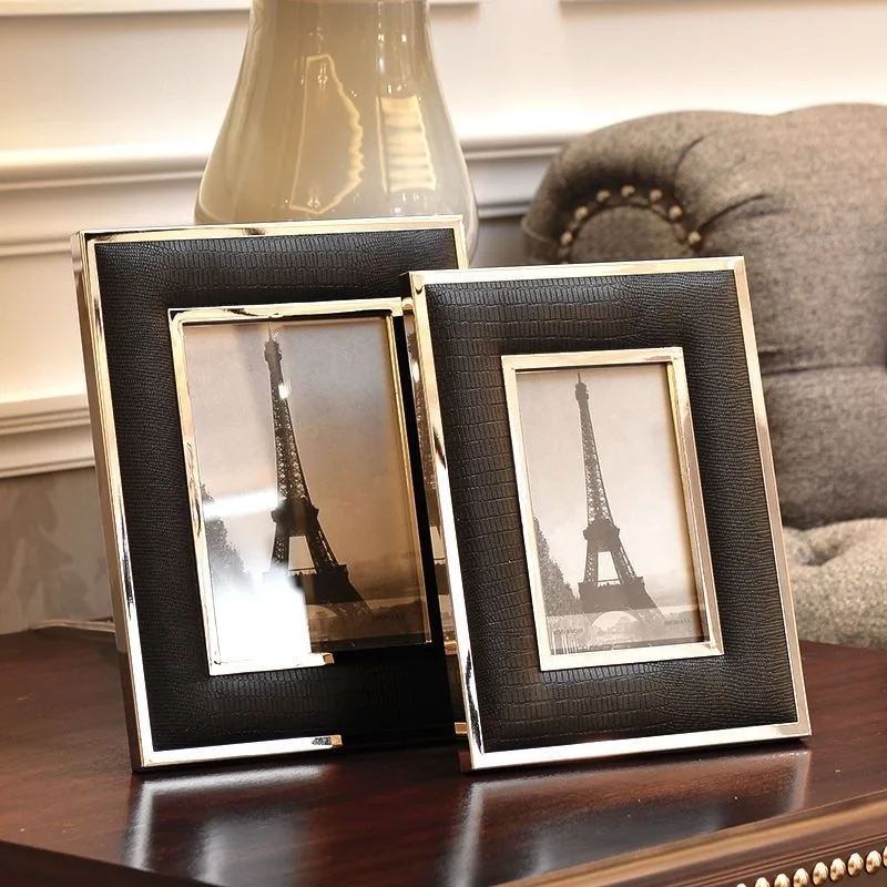 

Modern Metallic Leather Photo Frame Tabletop Decoration Birthday Party Gift