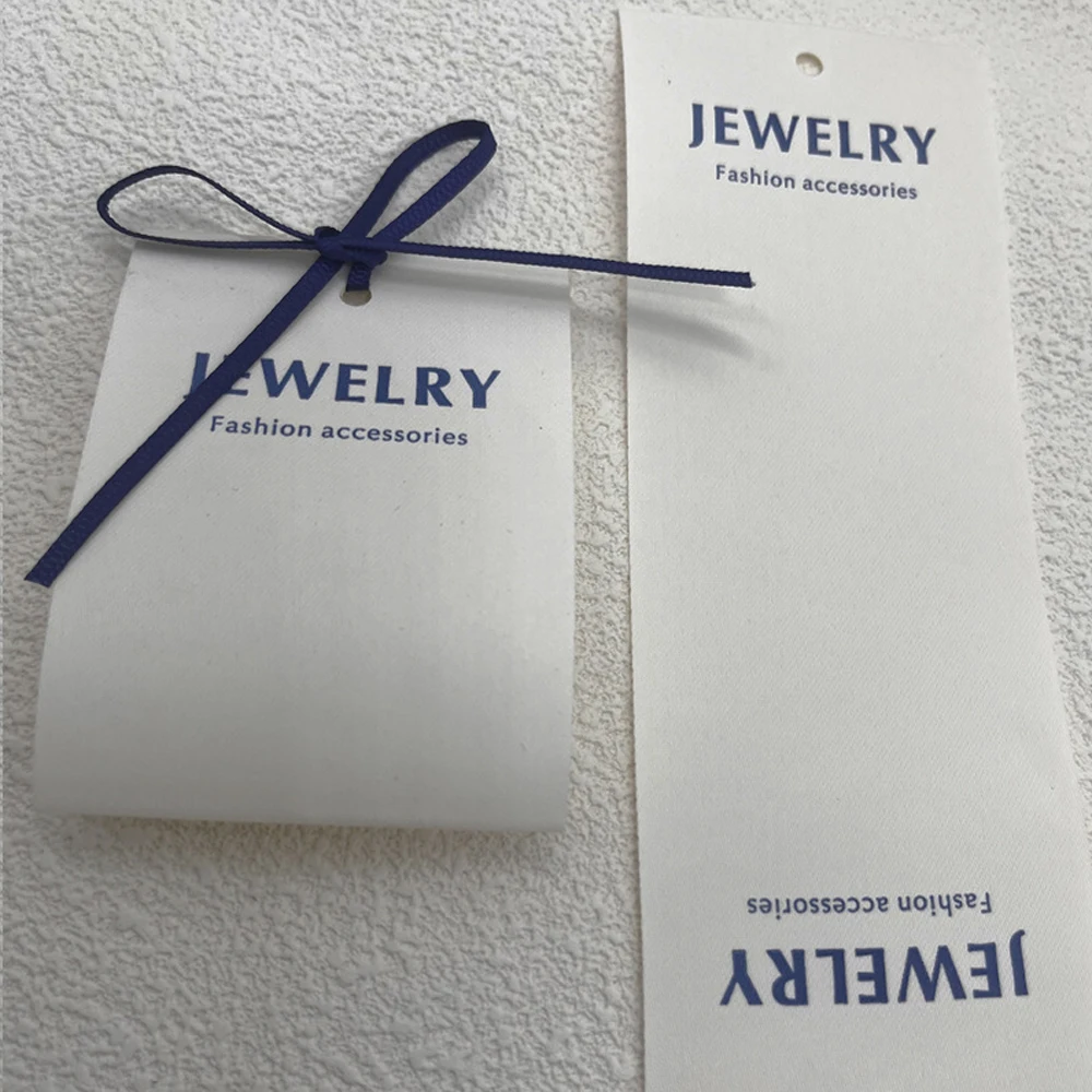 50/100 Personalisierte 6x17cm Schmuckkarten Ring Ohrring Baumwollstoff Etikettenhalter Organizer Armband Anhänger Ohrstecker Anhänger mit individuellem Namen – Detail 7