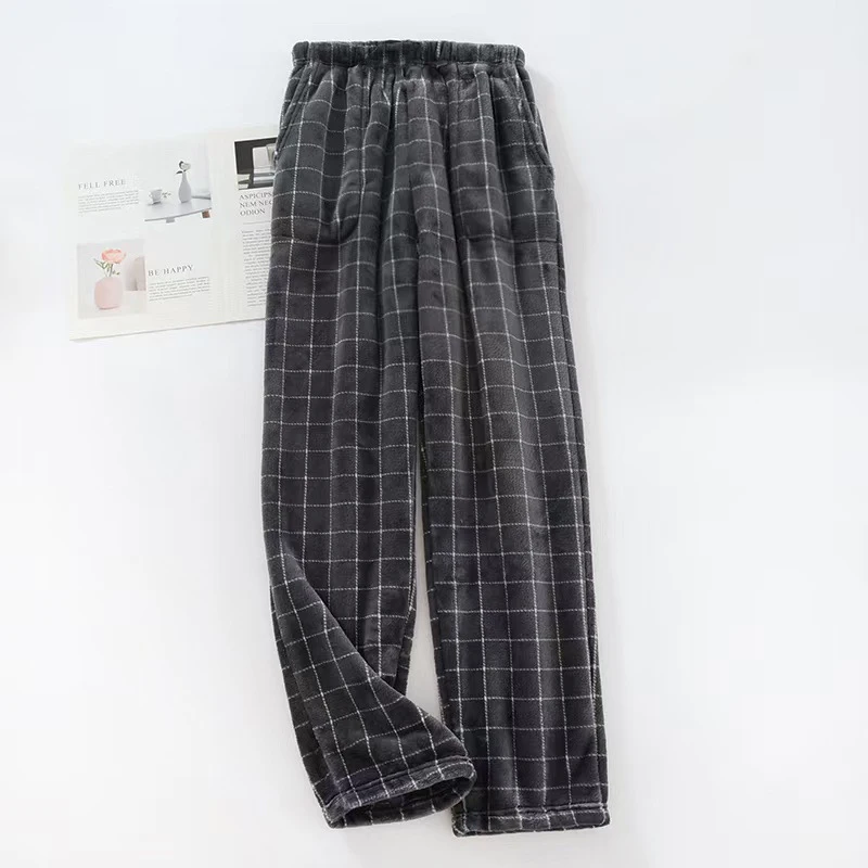 الرجال الخريف الشتاء كامل طول بنطلون بيجاما رشاقته الفانيلا النوم أسفل عادية لينة الدافئة Homewear زائد المخملية فضفاض بيجامة بانت