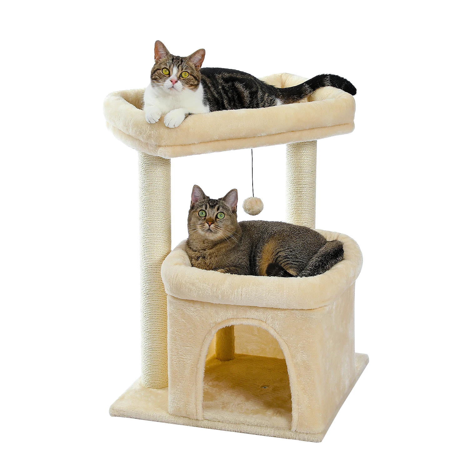 Cat Tree Tower for Indoor Cats with Private Cozy Cat Condo Double Large Perch with Scratching Posts for Kitten