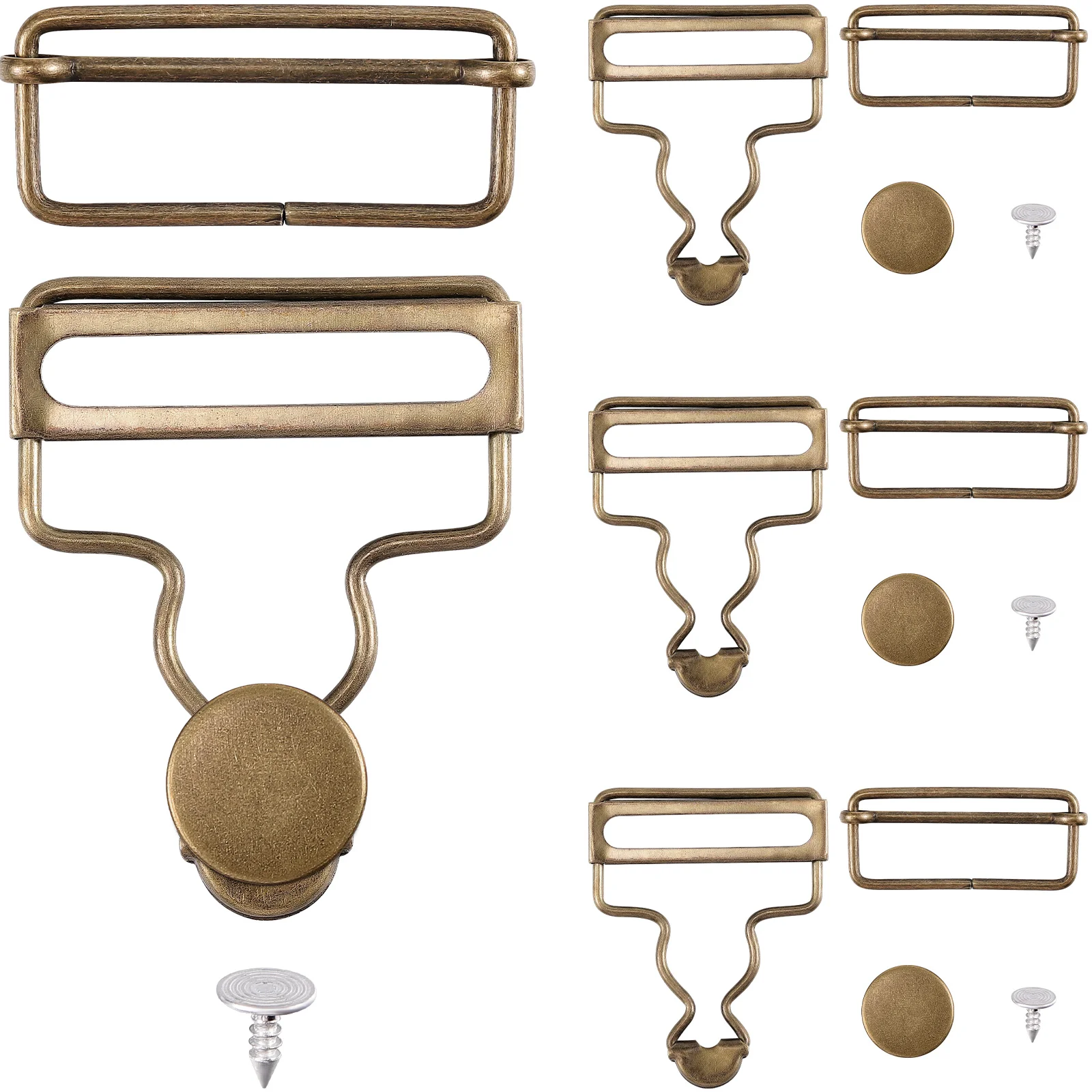 

4 set Metal Gourd Buckles Suspender Buckle Button Overall Clasp Replacement Fastener Clips Garment Rivets Sewing For Handbags