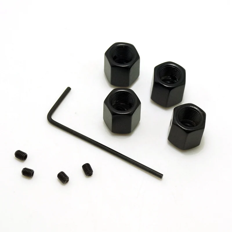 4Pcs/set Cool Black Caps Anti-Theft Locking Tire air valve caps For Choose a LOGO  #J-4759