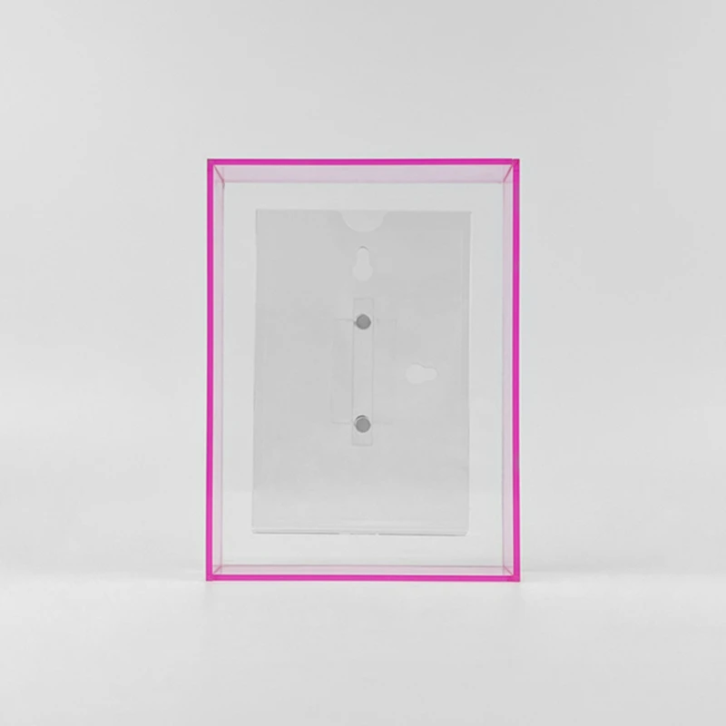 6inches Pink Acrylic Photo Frame Creative Simple Specimen Suspension Hollow Wall Decorative Picture Frame