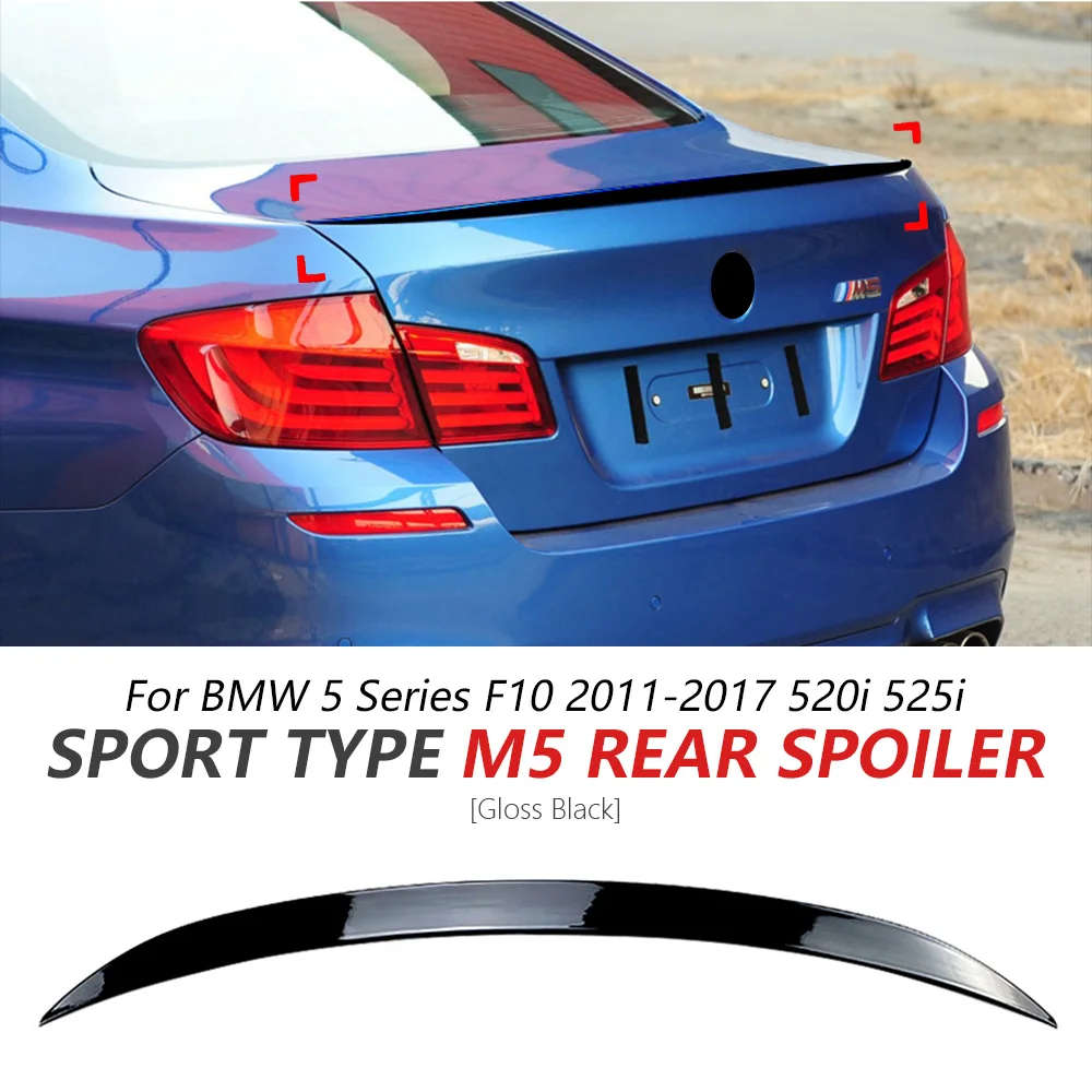 Spoiler posteriore per BMW Serie 5 F10 2011-2017 520i 525i Nero lucido M5 Kit corpo Coperchio bagagliaio Ala BMW Accessori Auto Aggiornamento