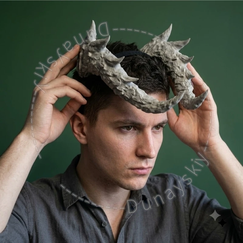 

Demon Horns Headwear Accessories For DND Dragon Horns Cosplay Headband Spiky Fantasy Halloween Party Anime Roleplay Costume Cos