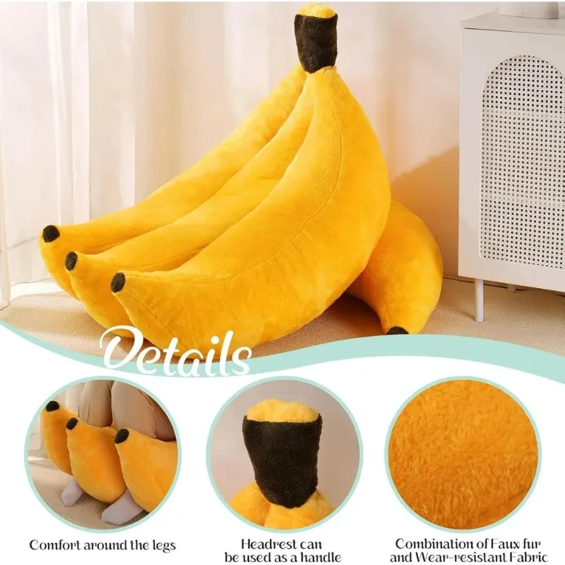 Banana Bean Bag Chair with Ottoman, Floor Sofa Bed with Footrest, Comfy Convertible Lounger for Teens & Adults, Plush Couch view 4