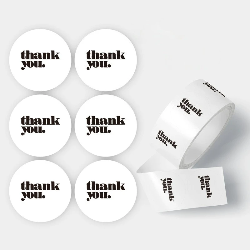 250Pcs Simple White Black Thank You Round Seal Sticker Gift Stickers for Homemade Packaging Decoration Label 3.8cm 1.5inch
