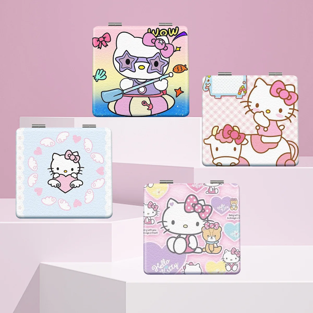 

Sanrio Hello Kitty Mirror Portable Small Mirror Cartoon Anime Portable Folding Mirrors Double-Sided Pattern Makeup Gift For Girl
