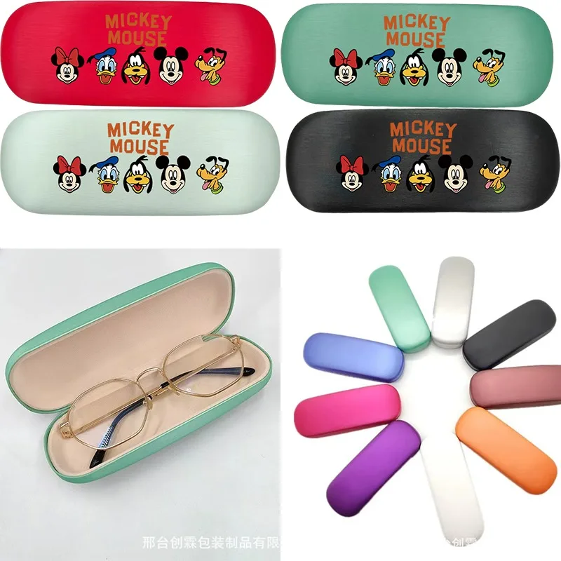 

Круглая коробка для очков с ретро-принтом Disney Mickey, кожаная коробка для хранения очков с изображением персонажей аниме, мужская и женская, из кожи, устойчивая к сжатию