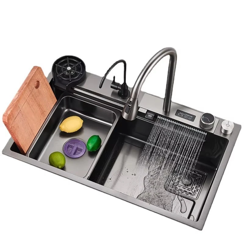 Multifunctional Waterfall Design of Stainless Steel Single Bowl Kitchen Glass Washer