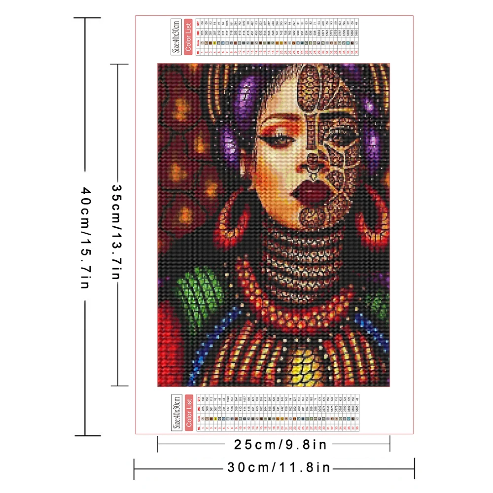 AZQSD 5d Diy Diamond Painting Woman India African Cross Stitch Embroidery Sale Portrait Needlework Full Drill Home Decor