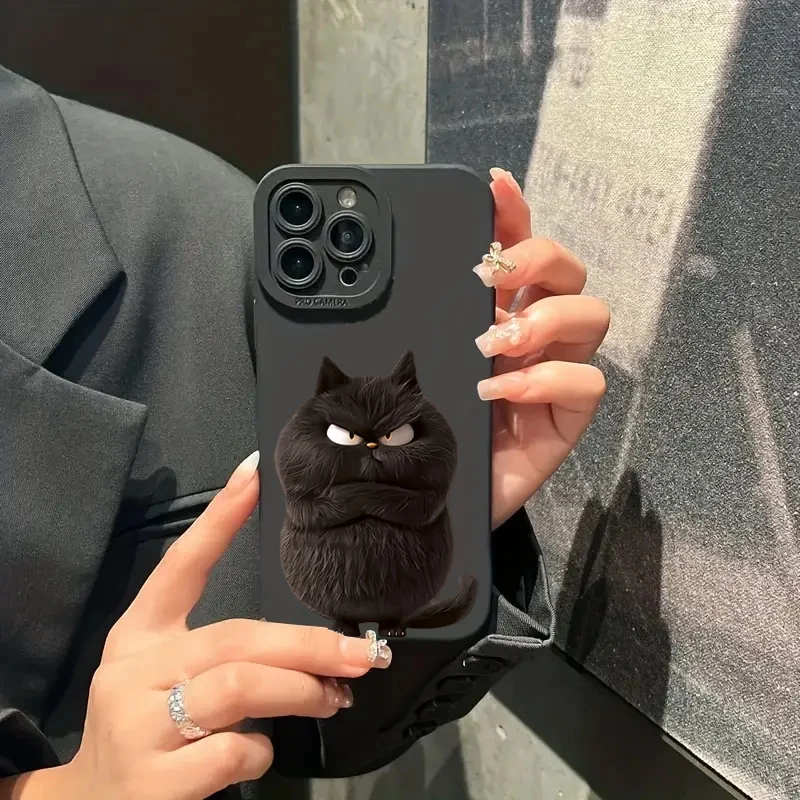 Lustige Coole Katzen-Silikon-Handyhülle für iPhone 16 15 14 13 12 11 17 Pro Max 15 Pro 8 16 Plus XS XR X Stoßfeste Matte Weiche Hülle