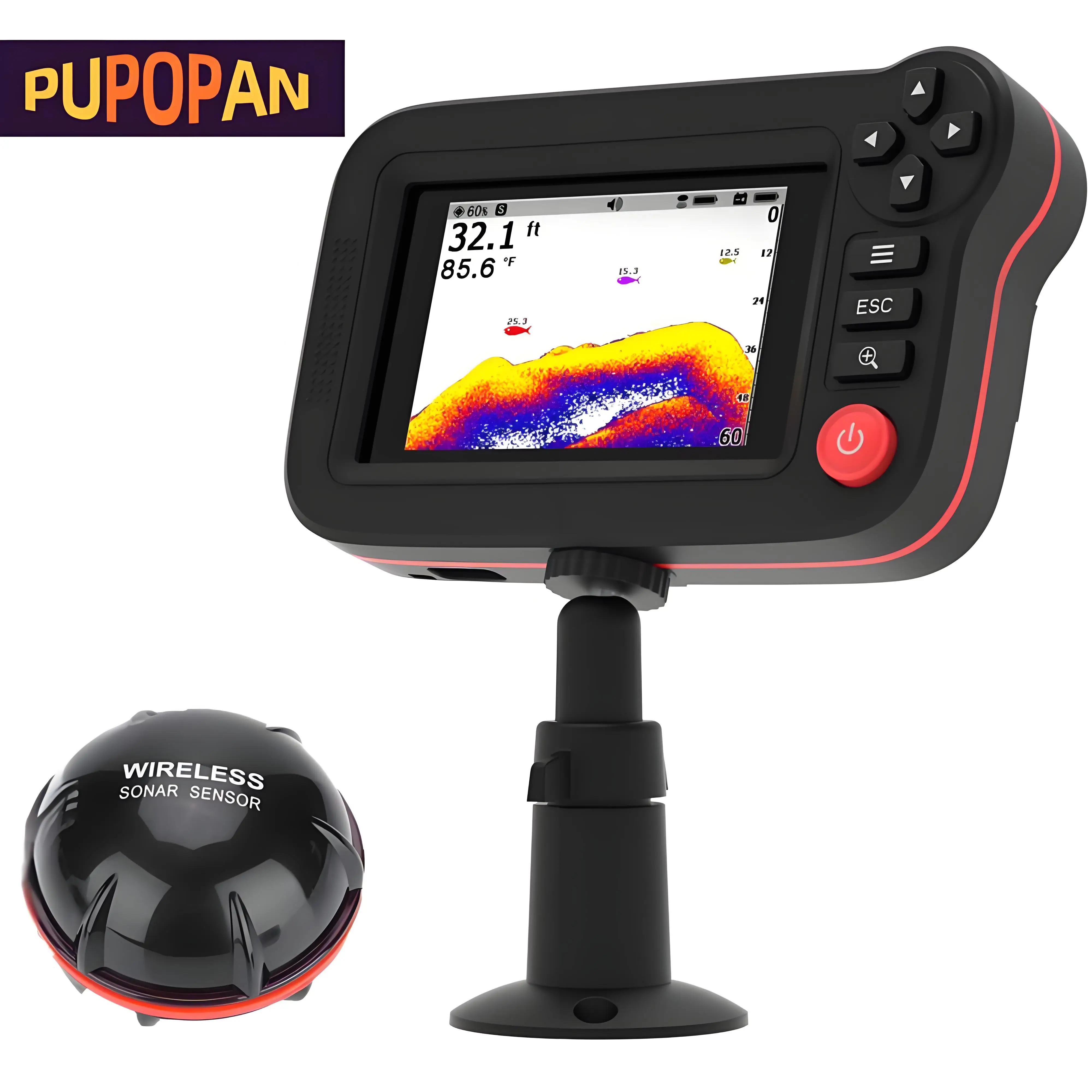 PUPOPAN Smart Fish Finder - Portable Fish Finder and Depth Finder For Recreational Fishing From Dock, Shore Or Bank Find Fish