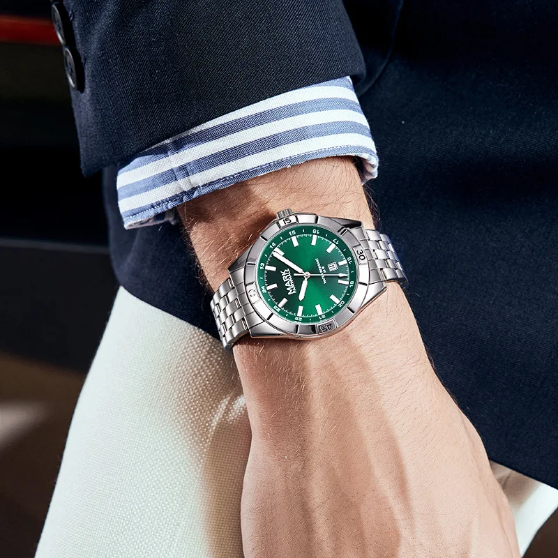 Mark Fairwhale Luxury Quartz Watch for Men Casual Fashion Stainless Steel Luminous Waterproof Simple Date Male Clock Reloj Hombr