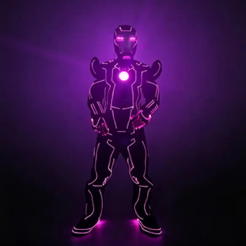 Adult Optical Fiber LED Color Changing Dancing Costume Full Body Glowing Light Up Outfit Stage Show Rave Party Performance Suit