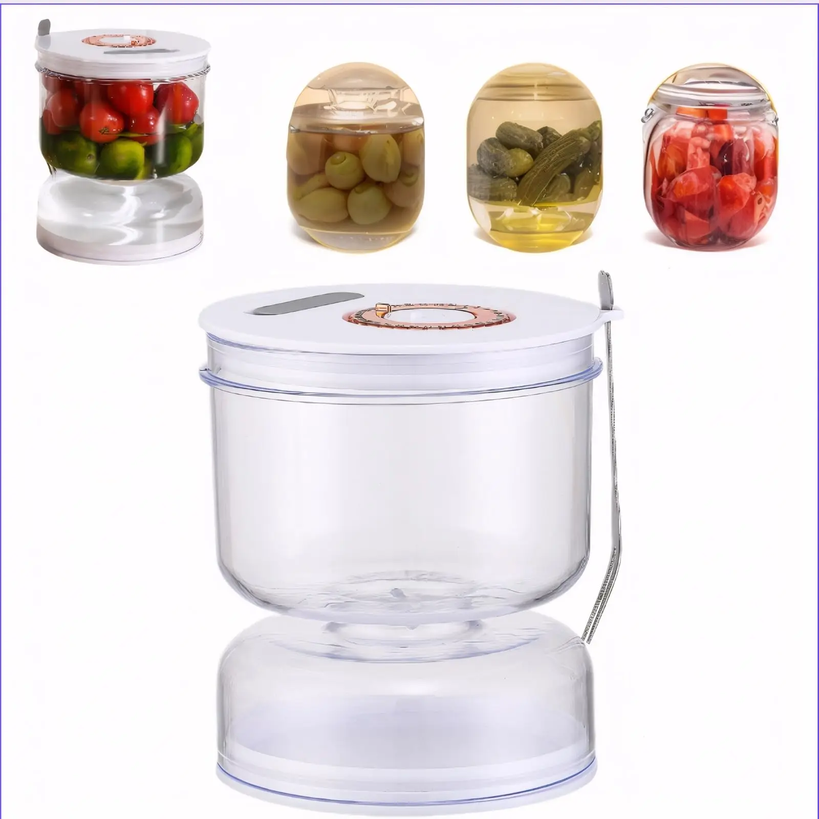 Pickle Container With Strainer Pickle Olive Hourglass Jar Pickle Juice Separator Pickle Jars for Airtight Food Storage