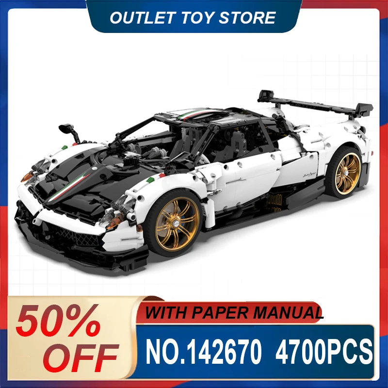 MOC-142670 Technical White Super Sprots Car Huayra Model Building Blocks Brick DIY Toys Assembly Birthday Christmas Gifts