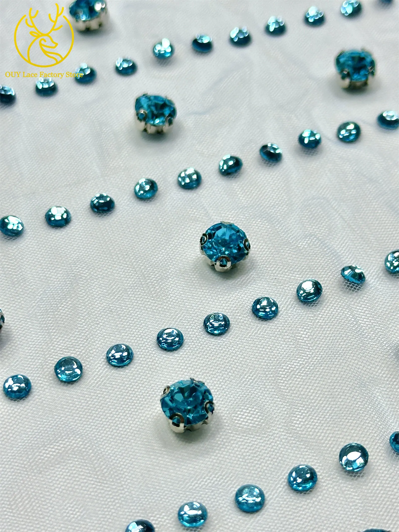 Grüner Neuer Stil Österreichischer Diamant-Tüll-Netzstoff 5 Yards Afrikanischer Spitzenstoff Bunter Strass-Netzstoff für Hochzeitskleider – Detail 7