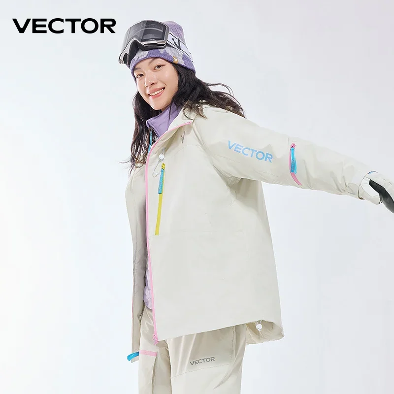 VECTOR Men and Women Cotton Contrast Skiing Top Waterproof and Durable Warm Snowboard Ski Double Board Single Board Outdoors