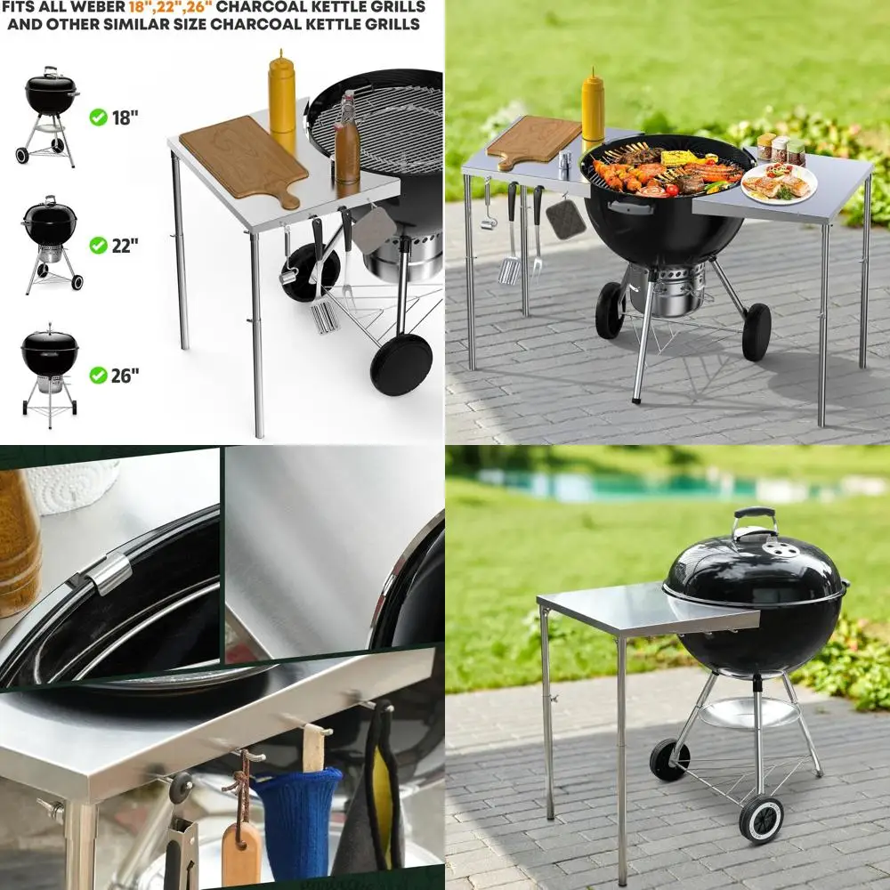 

Universal Stainless Steel Work Table for Weber 18-26 Charcoal Grills - Patent Pending