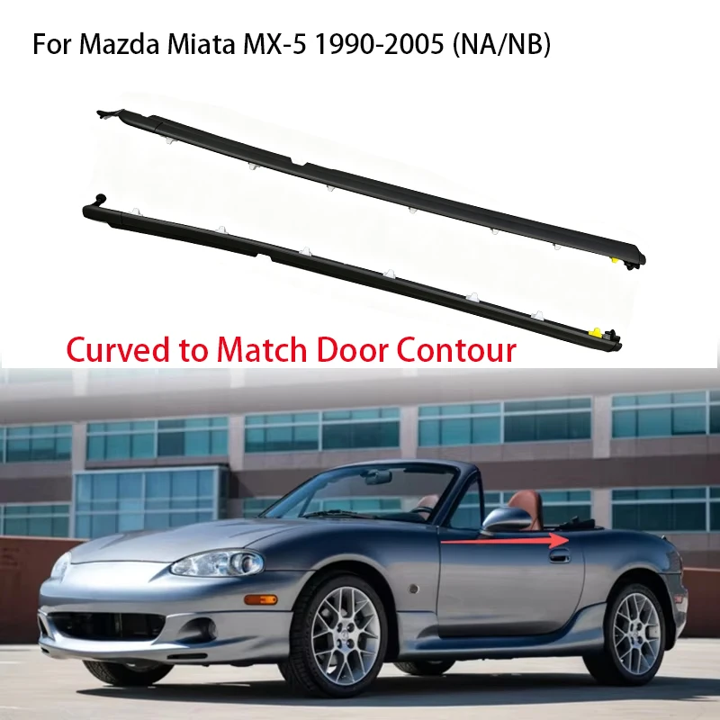 2Pcs Window Rubber Trim For Mazda Miata MX-5 1990-2005 NA/NB 2 Door Weatherstrip Seal Strips Rubber Door Moulding NA01-58-810F