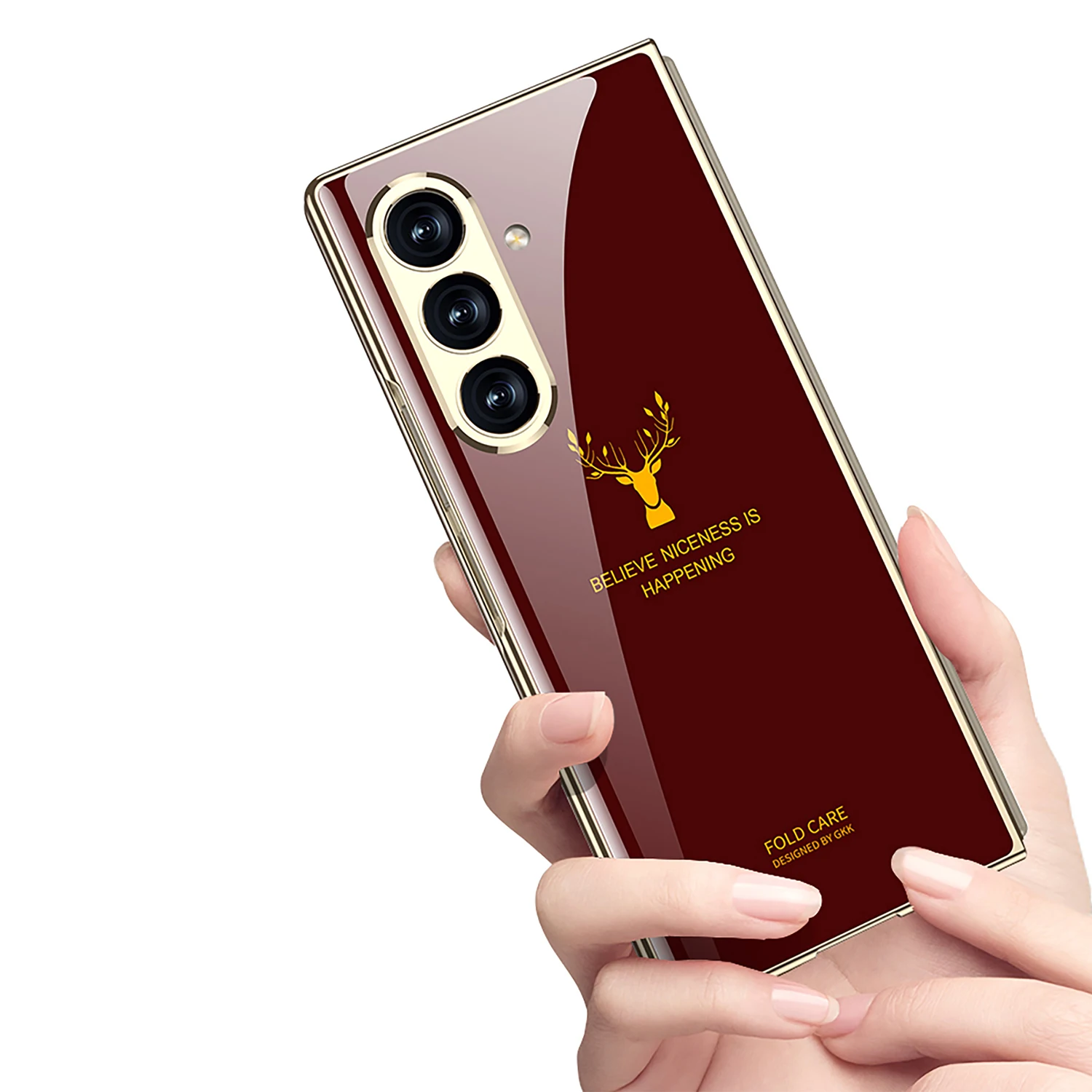 Luksusowe, malowane szklane etui na Samsung Galaxy Z Fold 7 6 5 z wyższej jakości ochroną obiektywu, plastikowe etui na Galaxy Z Fold7 — zdjęcie produktu 3