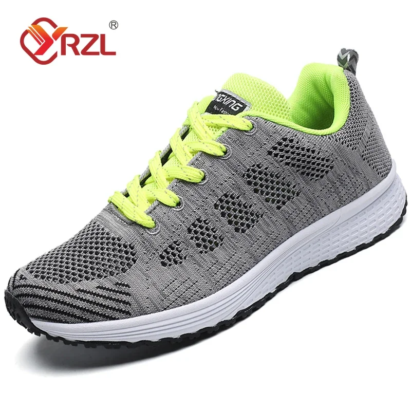 

YRZL Women Casual Shoes Breathable Walking Mesh Flat Shoe Women Sneakers Women Tenis Vulcanized Shoe White Shoes Female Footwear