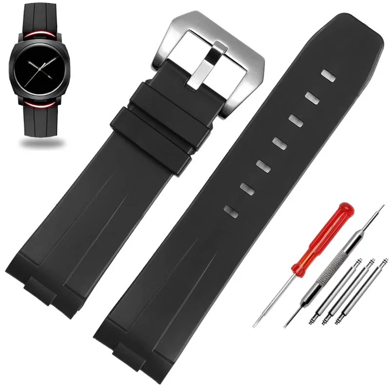 Suitable for Panerai Curved Silicone Watch Strap Sports Waterproof PAM111/386/441/359 24mm Watchband Bracelet