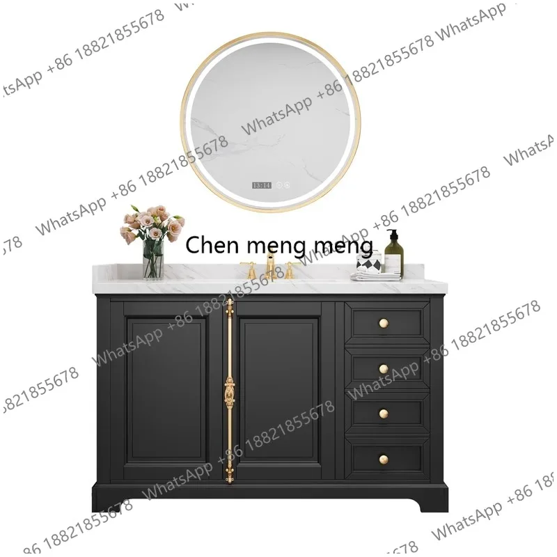 

French Retro Bathroom Cabinet Combination Ceramic Integrated Floor Bathroom Cabinet Wash Basin Szafka Lazienkowa Furniture