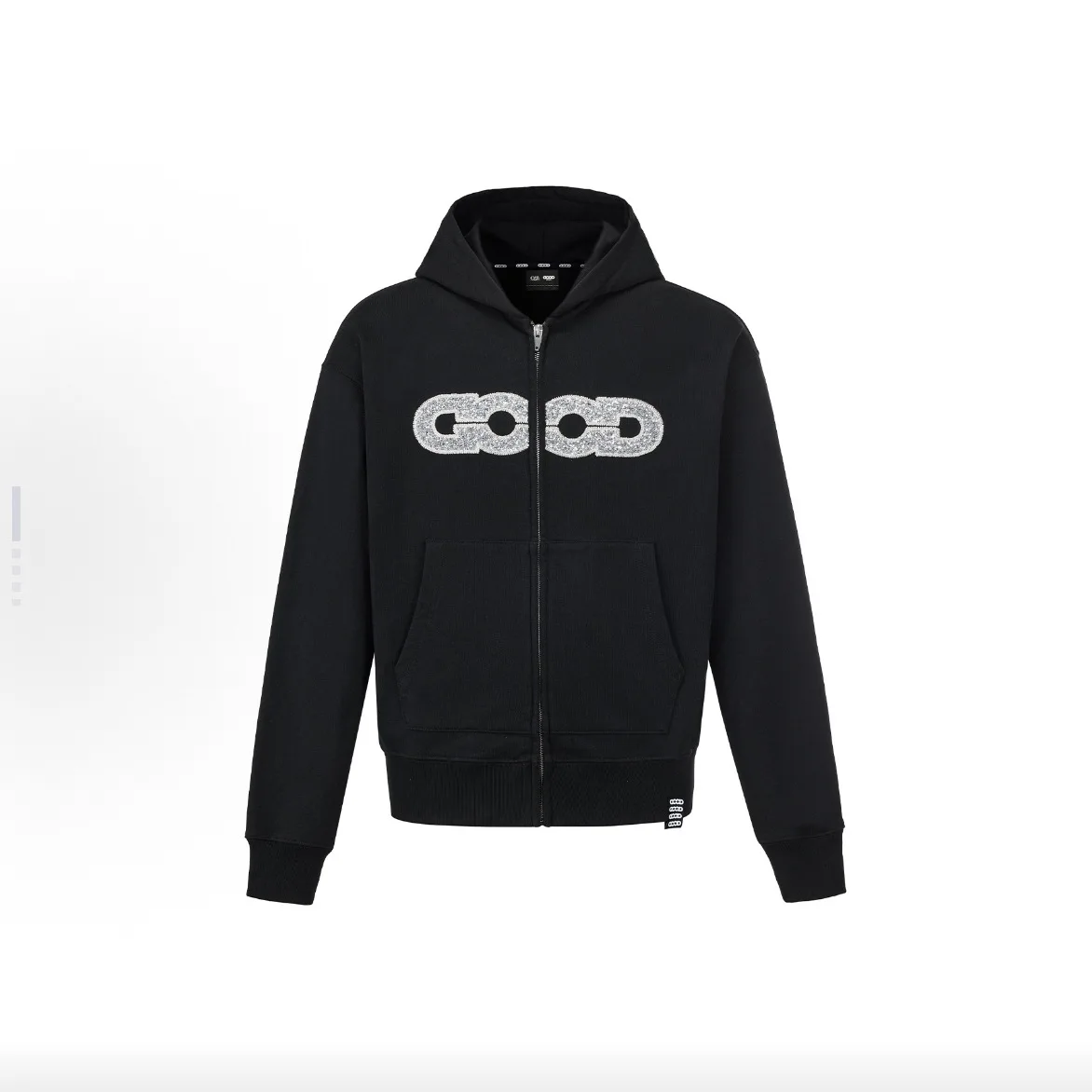 High-Quality Goodbrand Fashion GOOD Map Sequined Embroidery Light Luxury Fashion Premium Zipper Jacket Hoodie