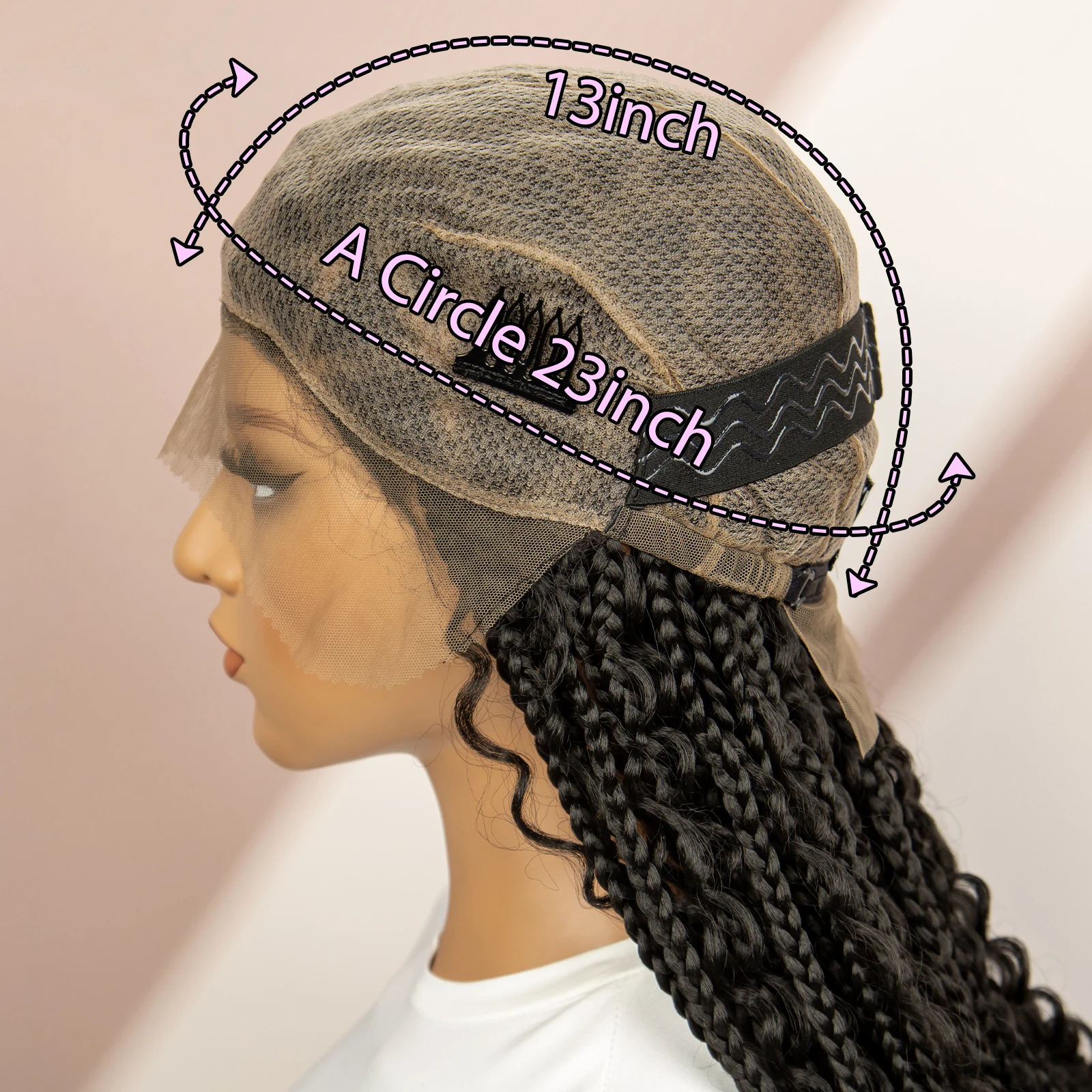 Perruques tressées synthétiques Full Lace pour femmes noires, perruques tressées dans la boîte avec des cheveux de bébé, perruques Frmetds, perruques Boho Braids, extrémités bouclées