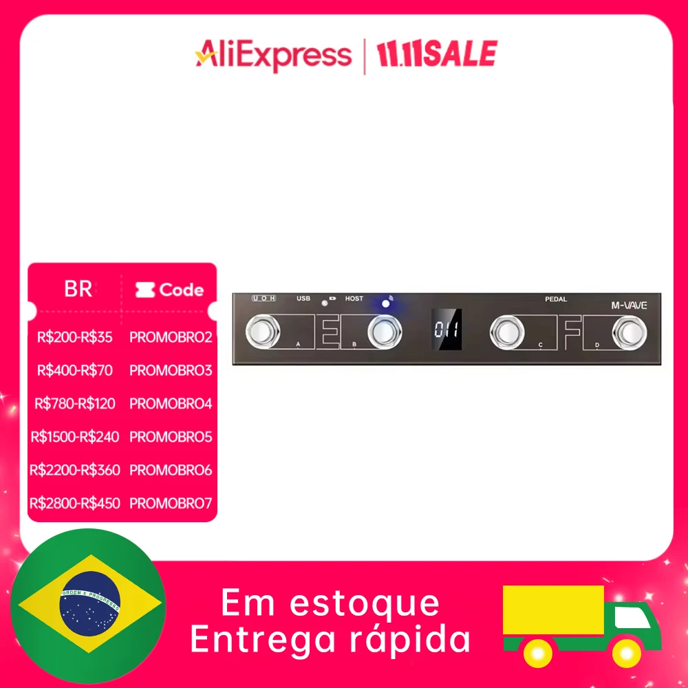 M-vave Chocolate Plus programmierbarer MIDI-Controller, 4-Tasten-Fußschalter, unterstützt Page Turn, MIDI-Host-Interface-Steuerfunktion